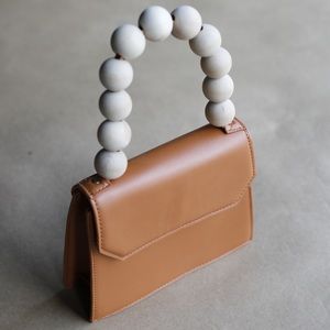 Topshop Miesha Wooden Handle Faux Leather Satchel